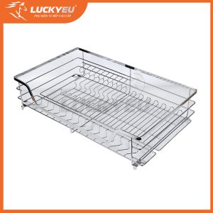 Giá bát đĩa dạng nan inox 304, ray giảm chấn BD900